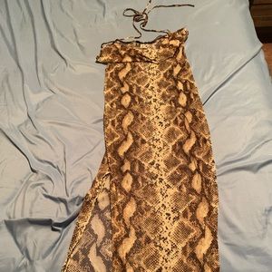 See-through snakeskin dress with halter top